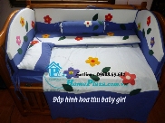 Chăn ga gối quây cũi Tiên Hoa Tím - giường cũi trẻ em full HomePlaza